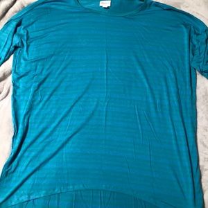 Lularoe Irma tunic teal & blue stripes
